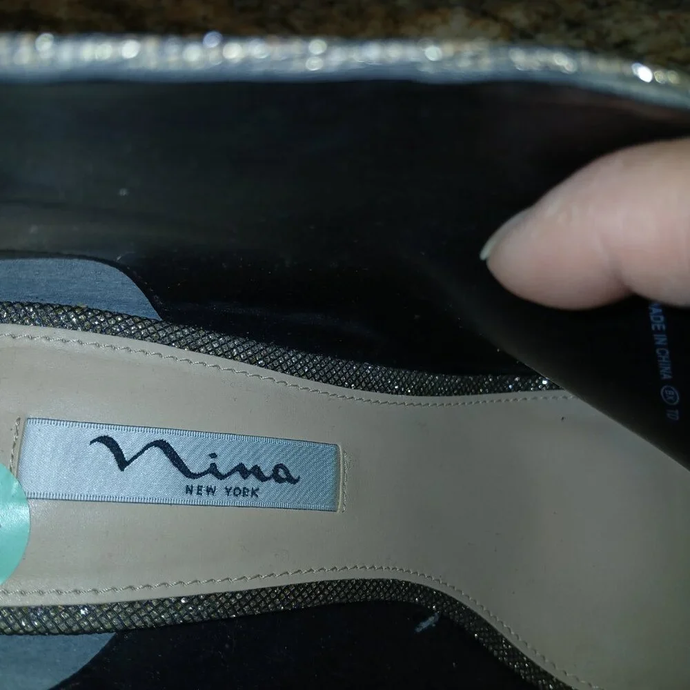 Nina Glitter Peep‑Toe Booties | Cutout Ankle Heels - Picture 5 of 7